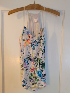 Express Barcelona Cami in Off White/Cream with Floral Print, Sz S